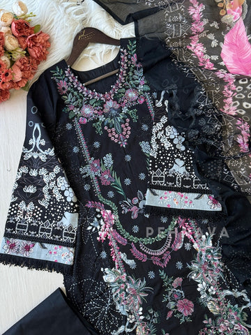 Floral Embroidered Cotton Suit -4110