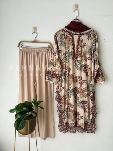 New Floral Embroidery Kurtha Set-143