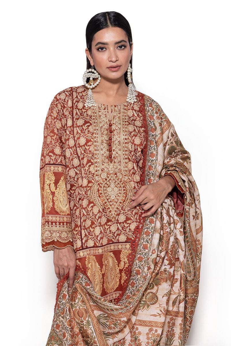 Khaadi Unstitched embroidered Lawn suit-7936