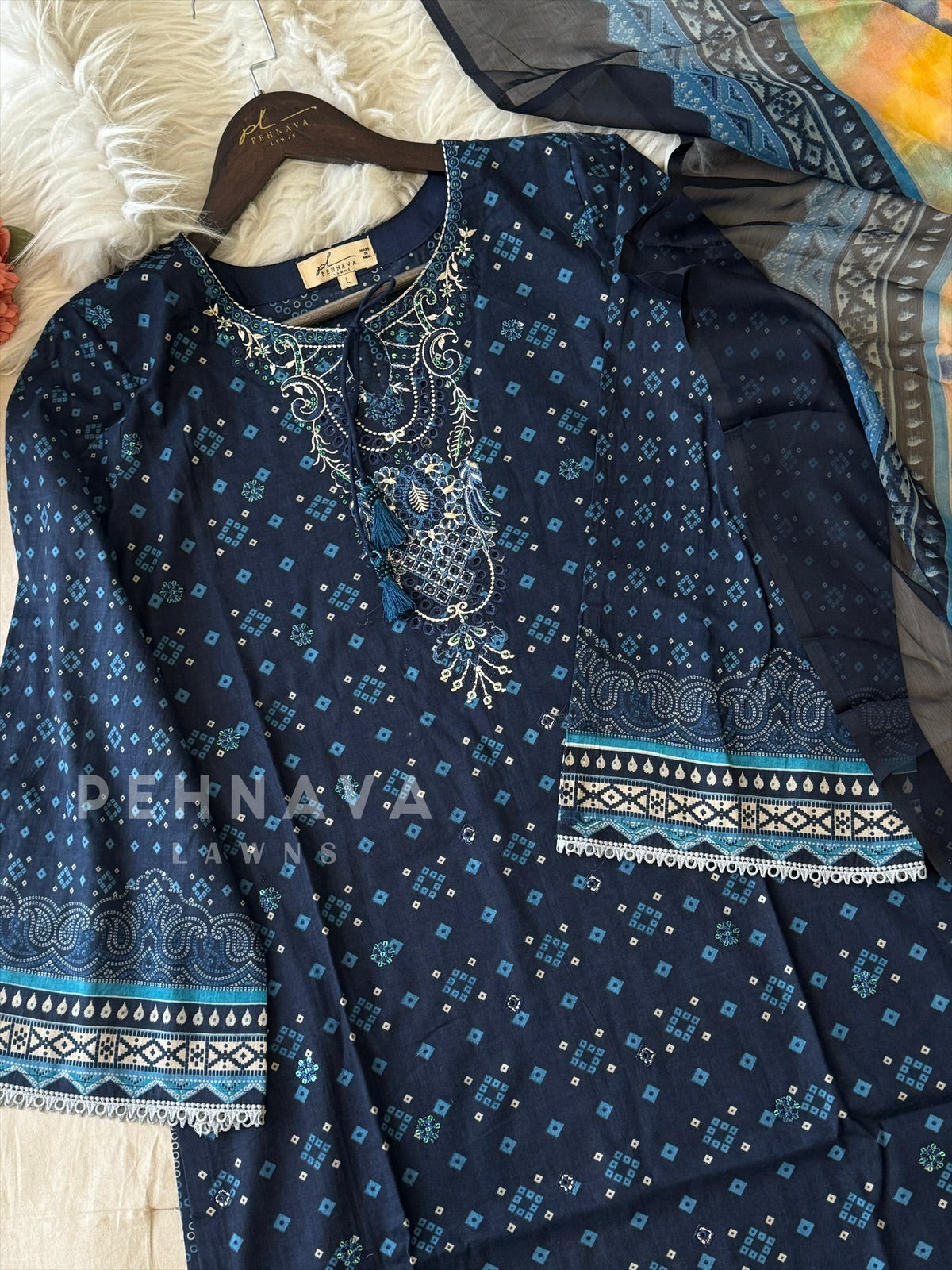 Unstitched Cotton Lawn Suit -No.2 - Pehnava Lawns