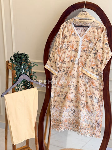 Lace Detailed Printed Suit