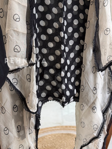 Polka Dot Unstitched Suit-3584