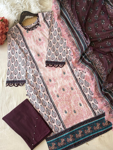 Floral Work Cotton Suit Set 1106