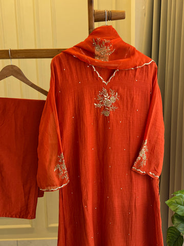 Premium Handworked Pure Mul-chandheri Suit