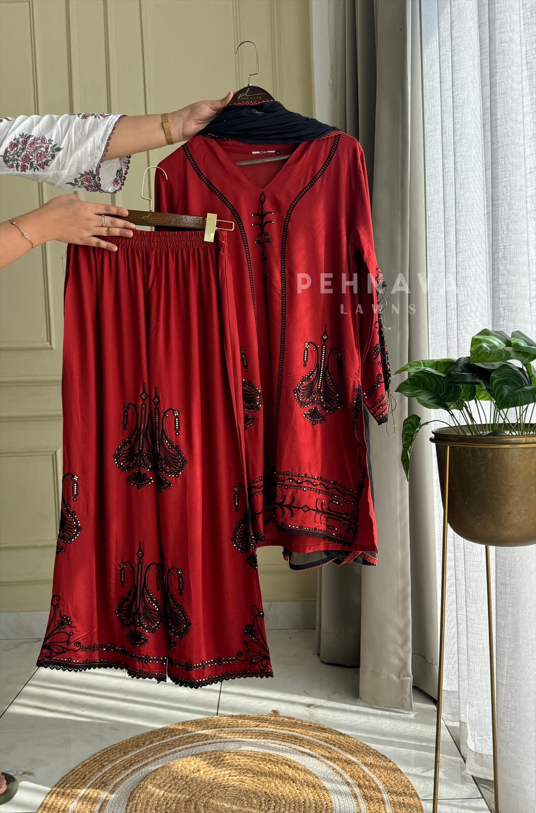 New Crimson Red Trendy Farshi Salwar