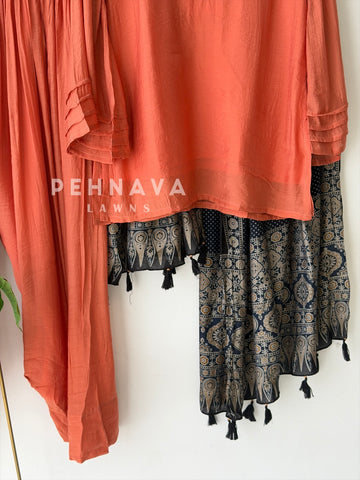 Farshi Shalwar Set with Ajrak Printed Dupatta-B269 (With Assorted Color and print Dupatta)
