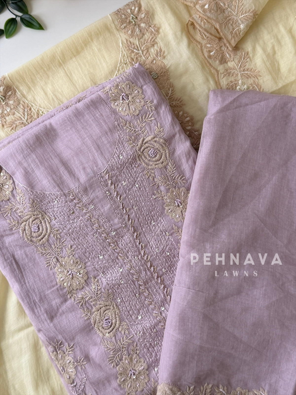 Embroidered Unstitched Chanderi Suit-2630