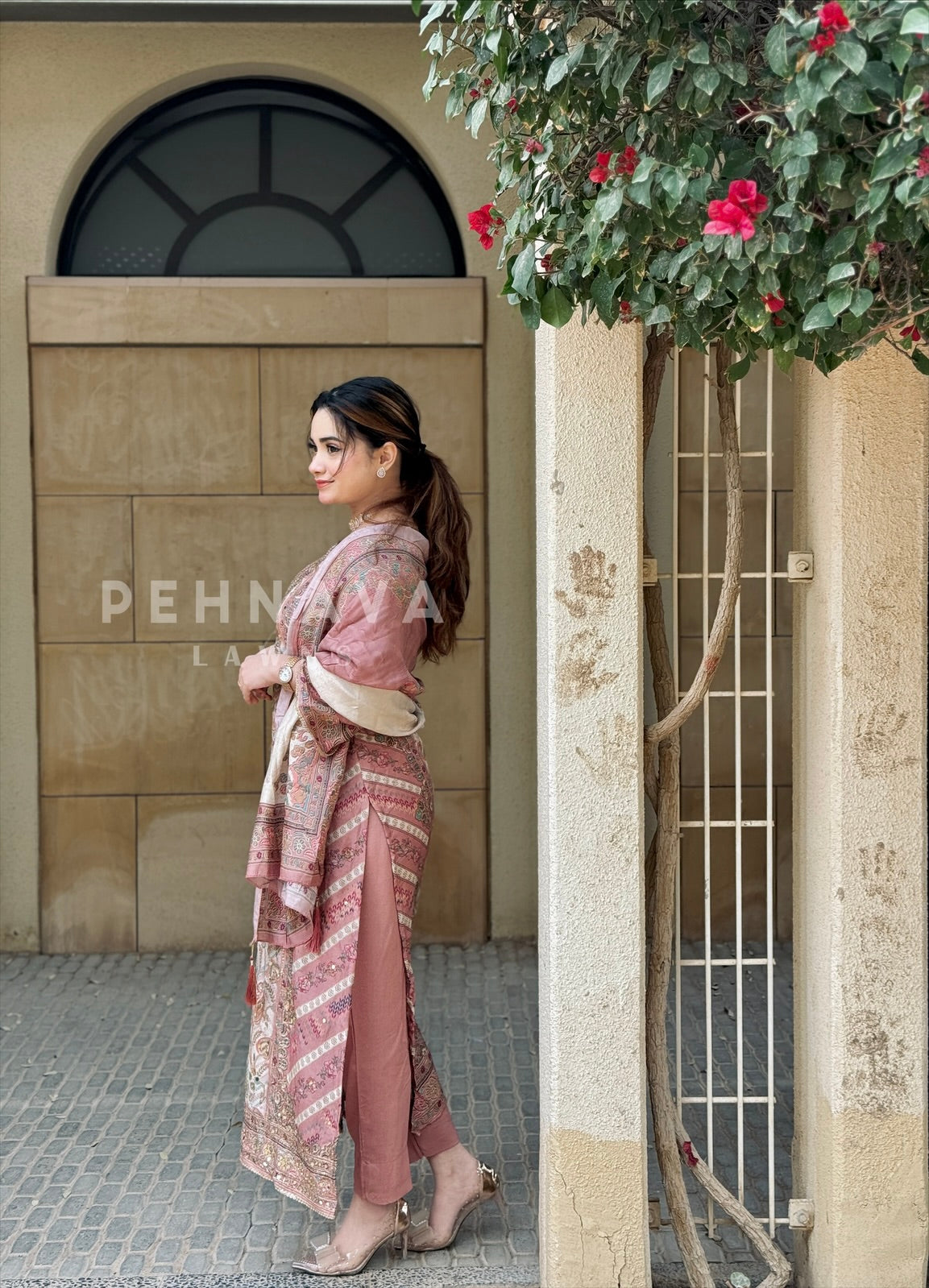 Pure muslin with detailings  and muslin Dupatta-122