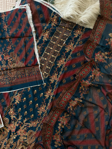 Blue Party wear Crepe Suit-1899