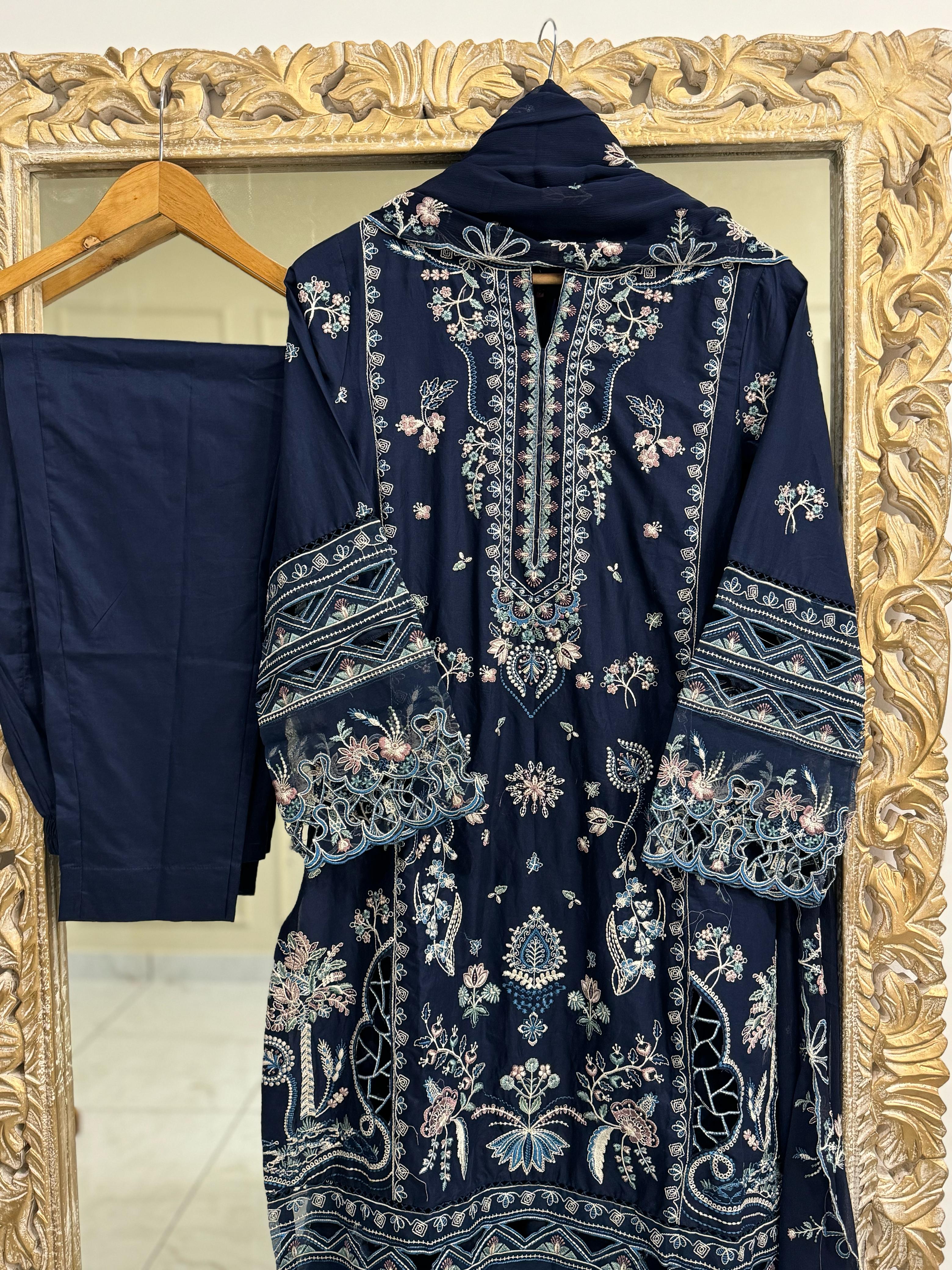 Pure Lawn Embroidery Suit-D8