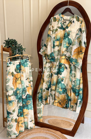 V-Neck Printed Co-ord Set