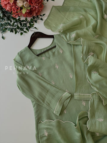 Chanderi  Embroidered Suit 12693