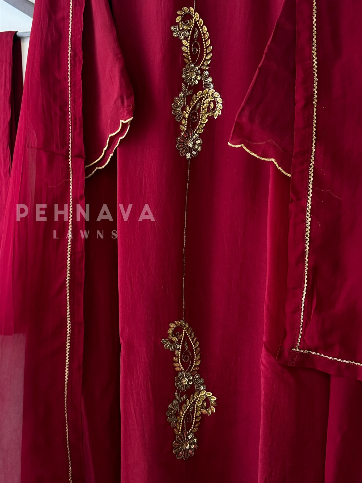 Maroon Handwork Suit-2450 - Pehnava Lawns