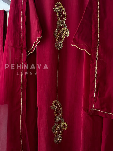 Maroon Handwork Suit-2450 - Pehnava Lawns