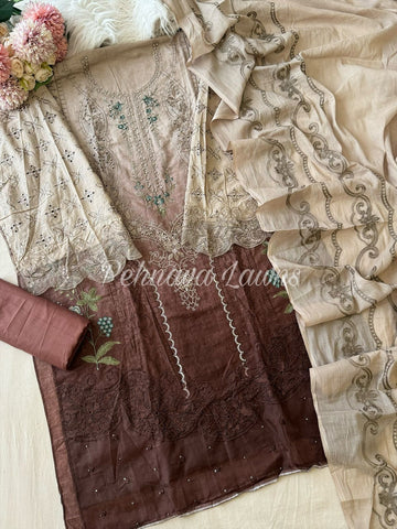 Cotton Embroidered Suit with Cotton Dupata