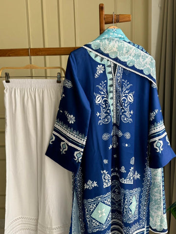 Premium Viscous Silk Blue Tunic Set