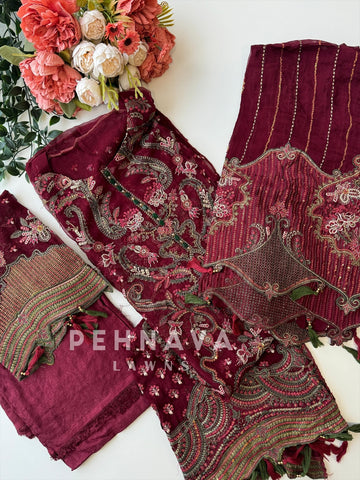 Heavy Embroidery Chiffon Suit