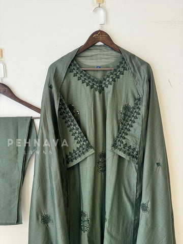 Chanderi Embroidered Suit Set 3220 - Pehnava Lawns