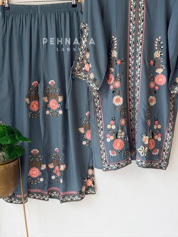 Floral Embroidered Three Piece Suit