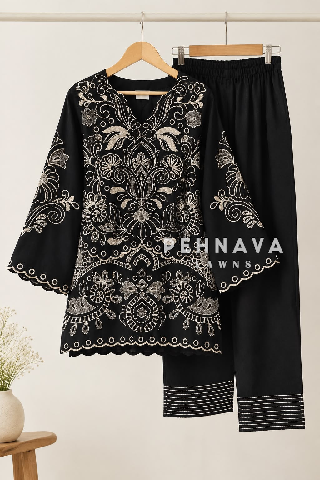 Bell Sleeve Embroidered Farshi Salwar Set