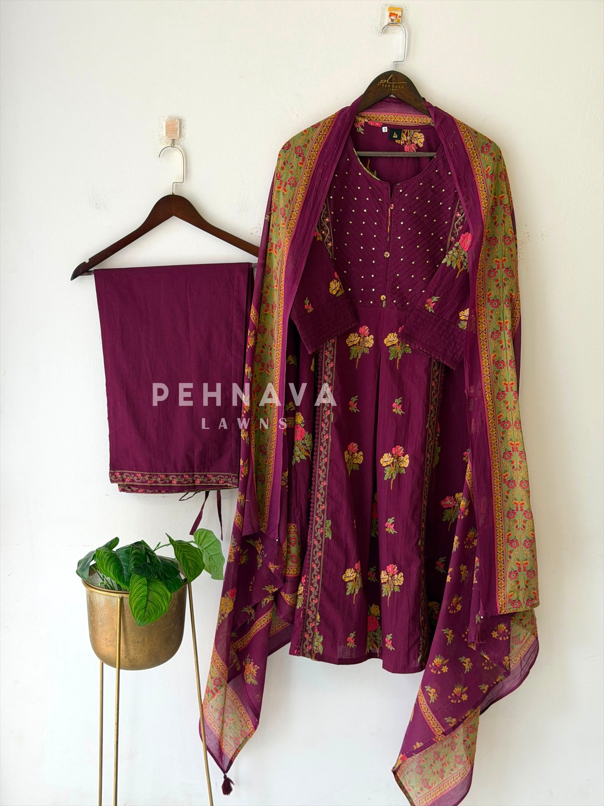 Pin-Tuck Floral Printed Suit 2596
