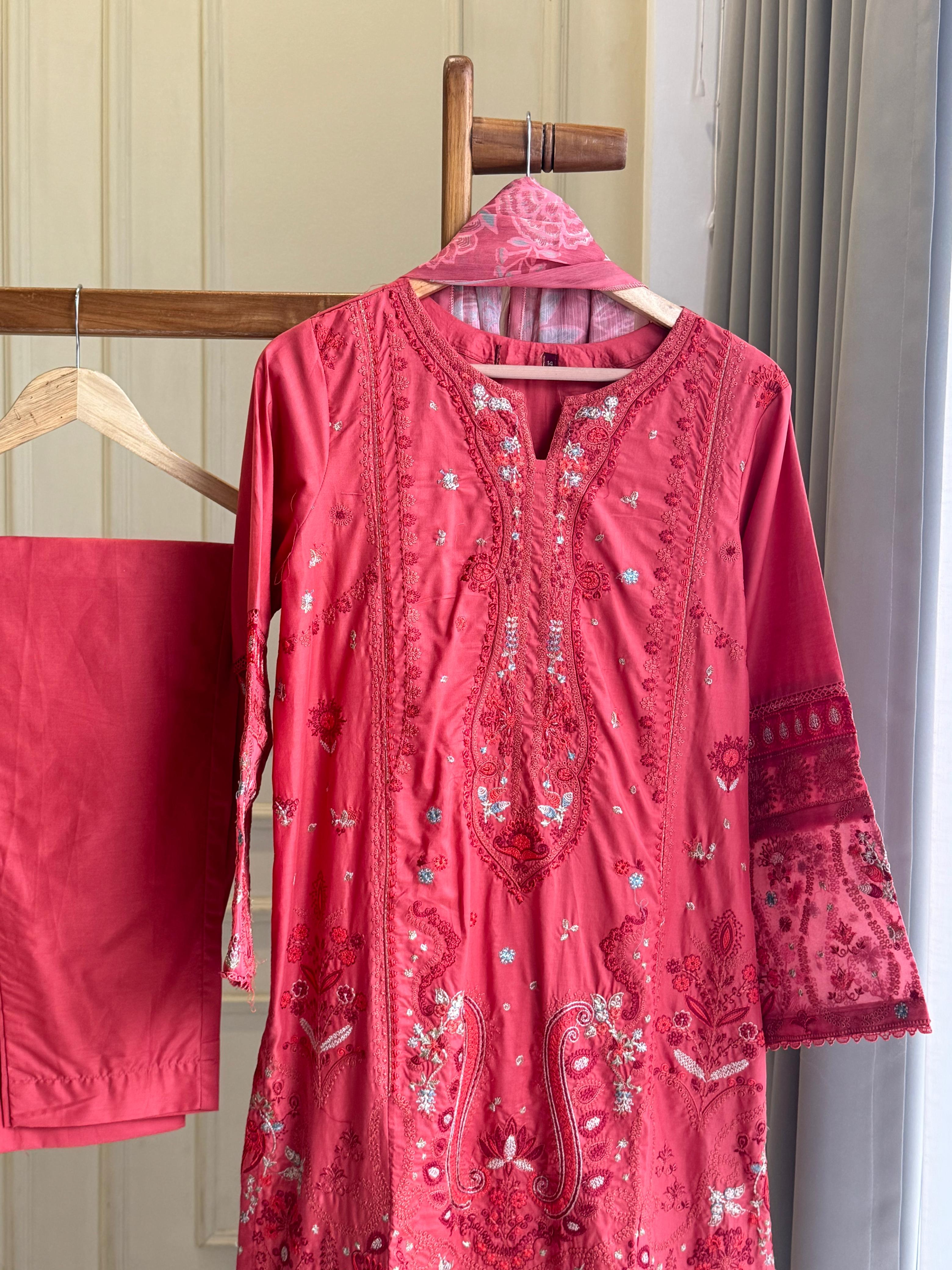 Binsaeed Pakistani Embroidered lawn Suit-0860