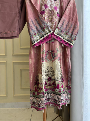 Pink Embellished Floral Suit