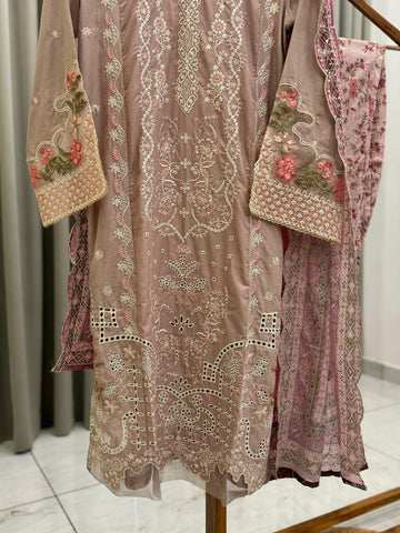 Premium Pink Embroidery Lawn Suite