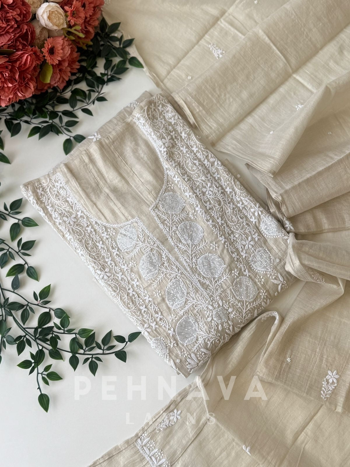 Premium Chikankari Semi-Stitched Suit - Pehnava Lawns