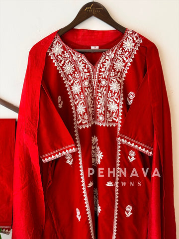 Panel Embroidered Three Piece Set