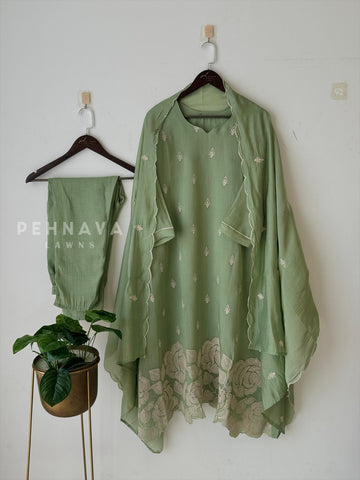 Chanderi  Embroidered Suit 12693