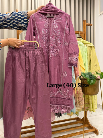 Signature Embroidered Three Piece Set