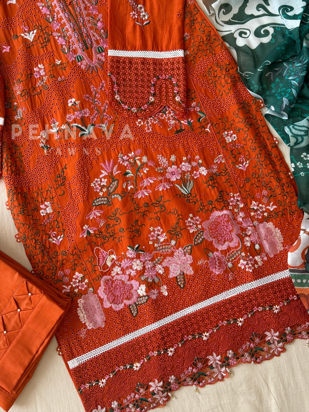 Rust Bloom Cotton Set-4054 - Pehnava Lawns