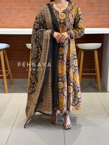 Ajrakh Printed Anarkali Three Piece Set SN5314