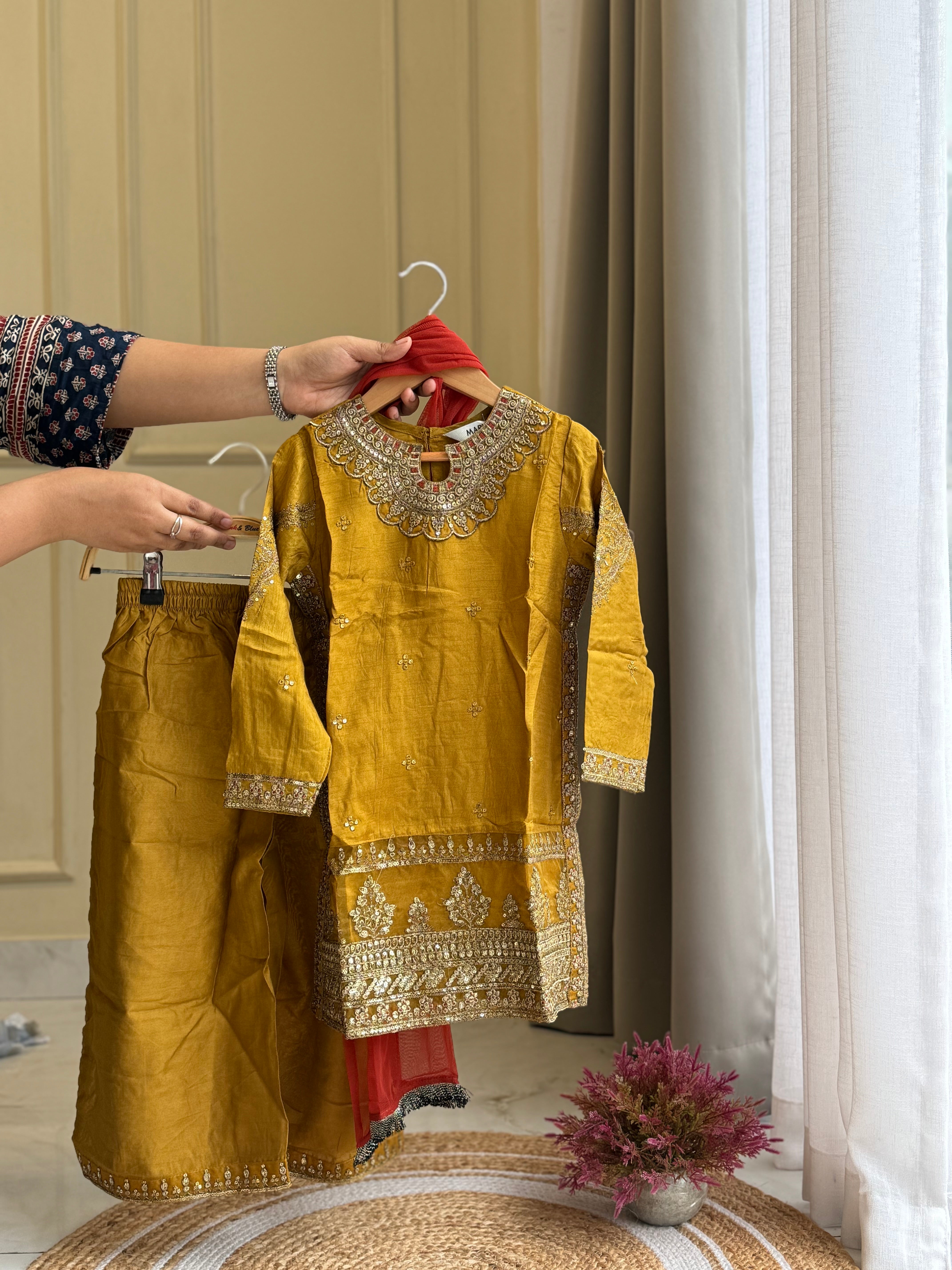 Kids party wear -ready to wear MKS-EF25-27-MUSTARD