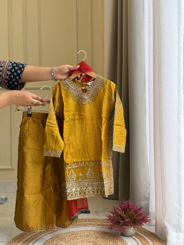 Kids party wear -ready to wear MKS-EF25-27-MUSTARD