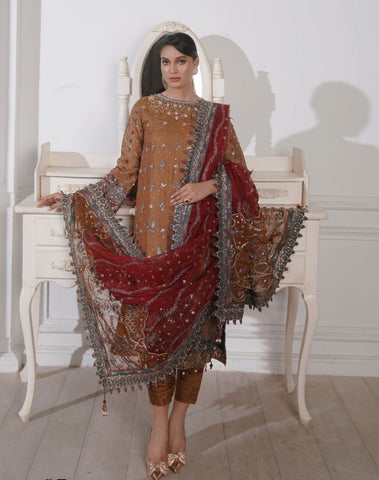 GLAMOURA BY NOOR'S SEMI-STITCHED 3PC | D-07