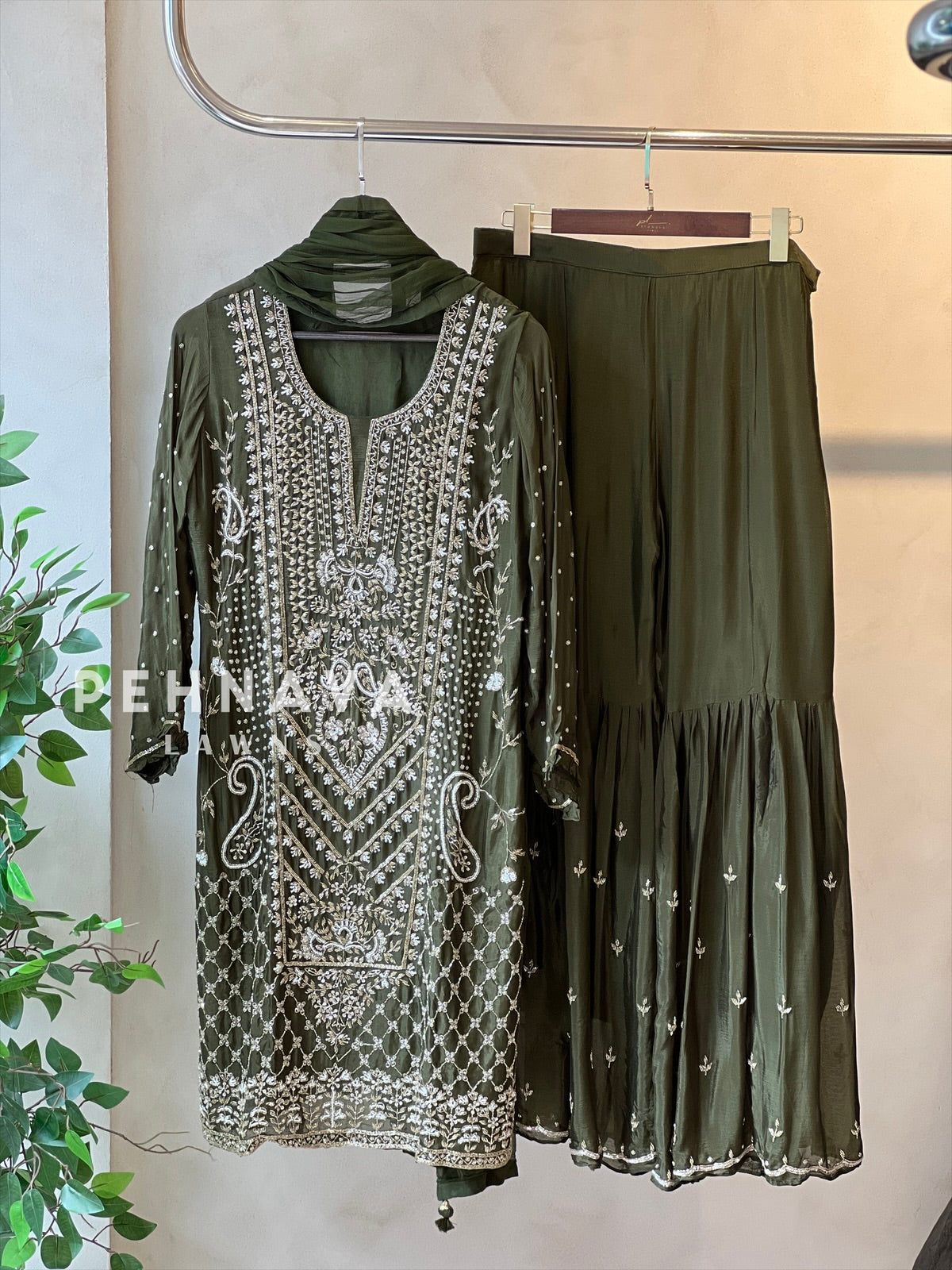 Heavily Handworked Sharara with Pure Chiffon Dupata