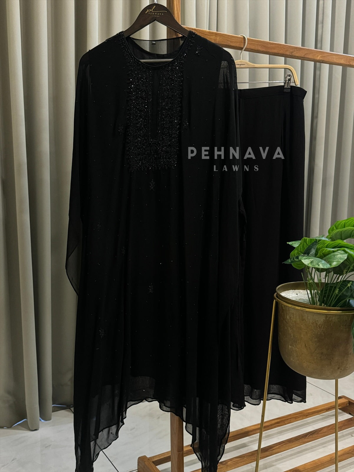 Premium  Chiffon Handwork Suit With Bottom No.10 - Pehnava Lawns