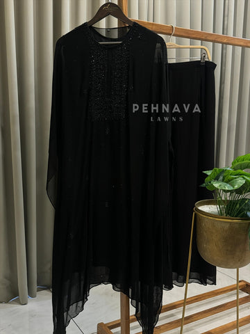 Premium  Chiffon Handwork Suit With Bottom No.10 - Pehnava Lawns