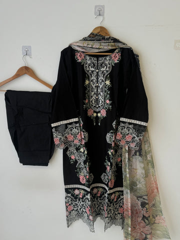 Black Casual Wear Cotton Suit-3771