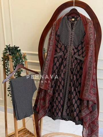 Ajrak Print A-Line Suit Set 11021-24