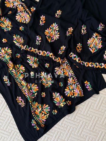 Multi black Chikankari Set