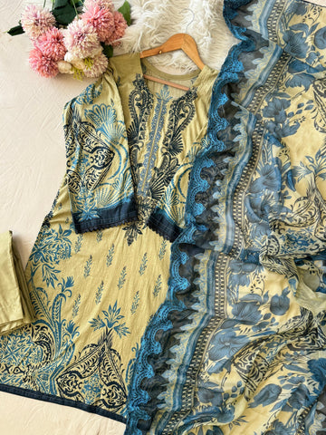 Floral Printed Unstitched suit 3971