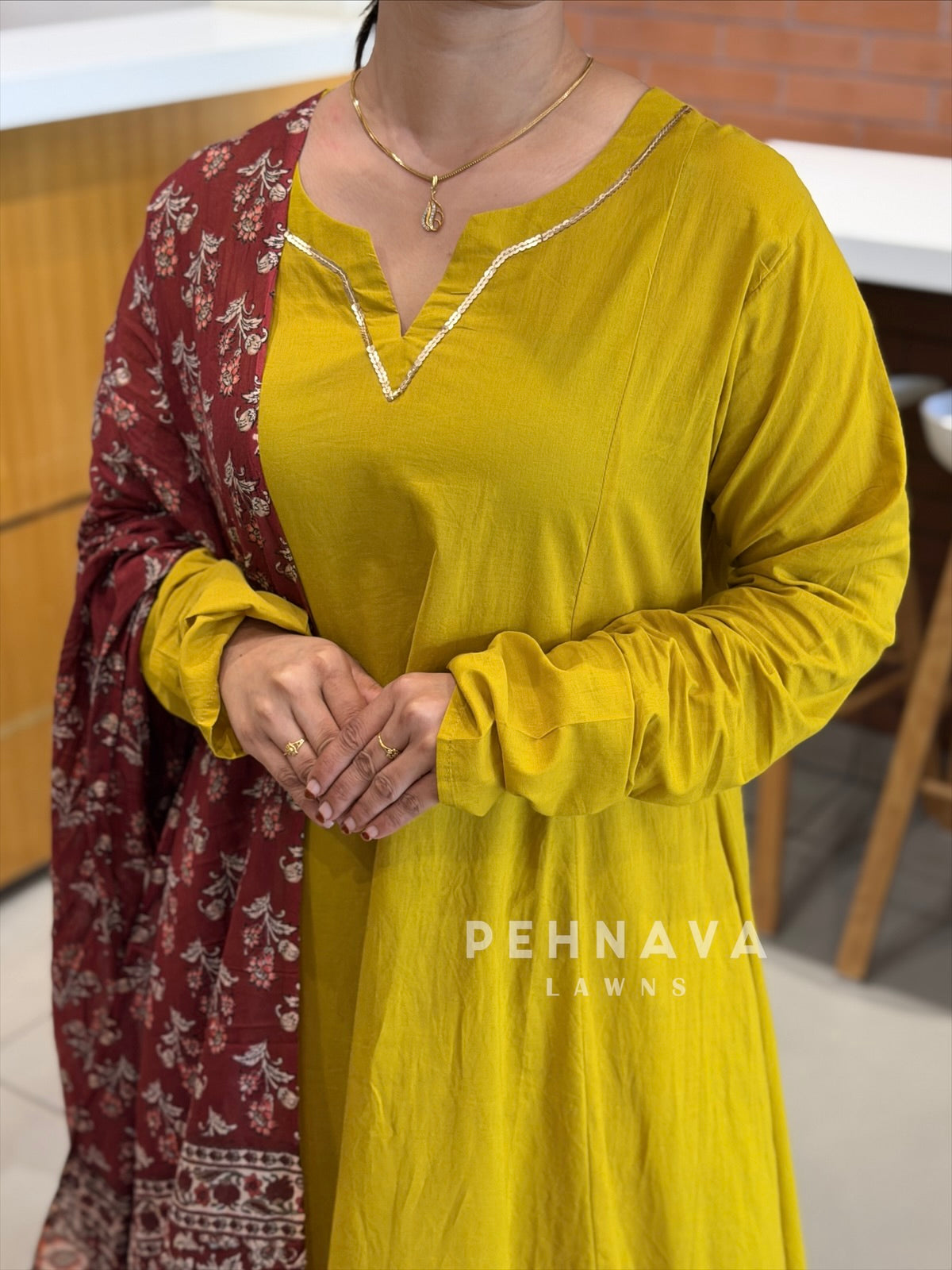 Cotton Suit With Printed Dupatta