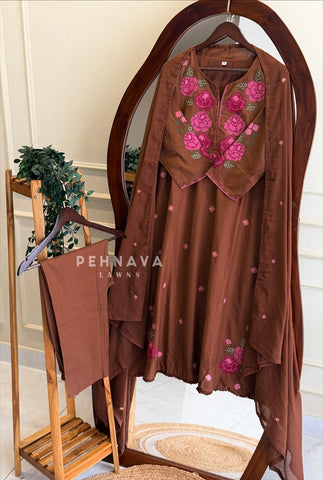 Floral Embroidered Cotton Suit