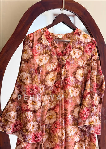 V-Neck Printed Co-ord Set