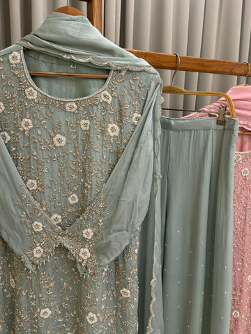 Heavy Handworked suit with sharara-9067