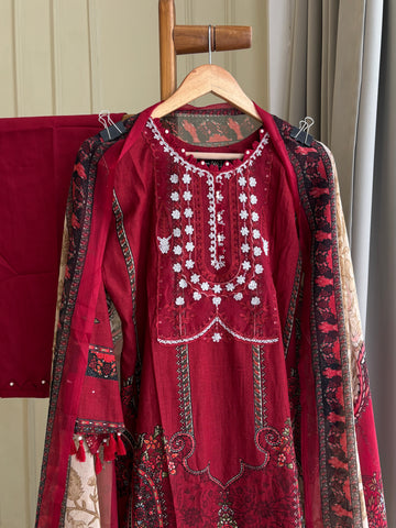 Red Printed Pakistani Salwar-1
