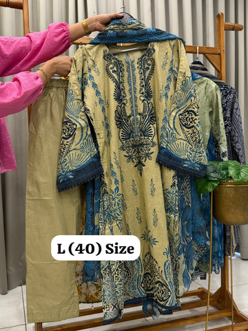 Signature Embroidered Three Piece Set